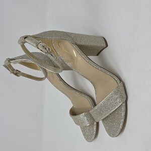 Sam Edelman Yaro Gold Silver  with Ankle Straps Heel Sandals Size 6.5.